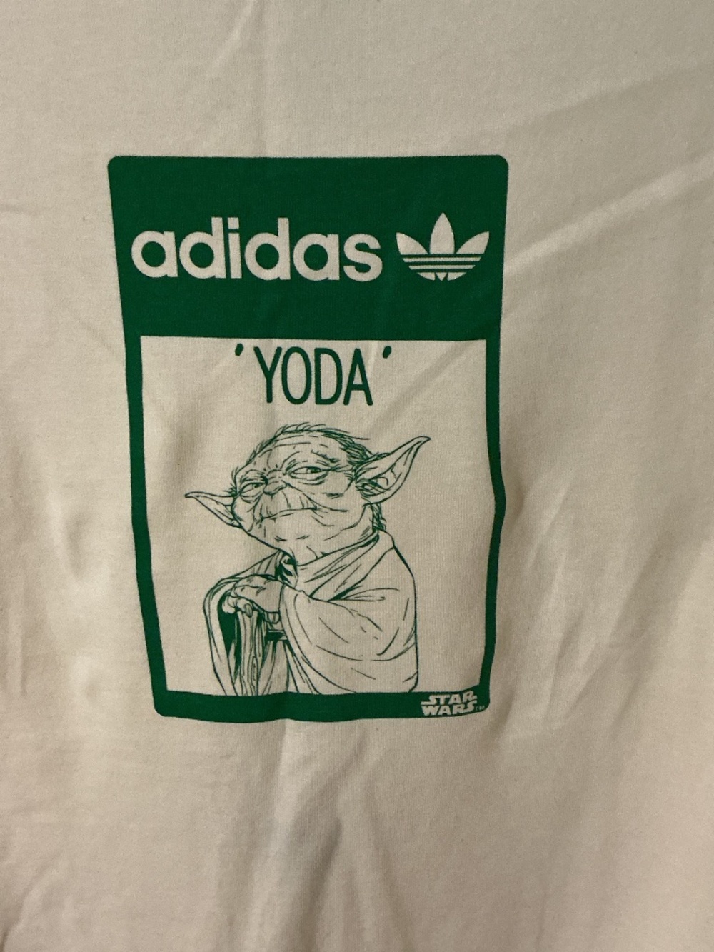 NWOT Men’s Cream and Green Adidas Originals Yoda Oversized X-large T-shirt